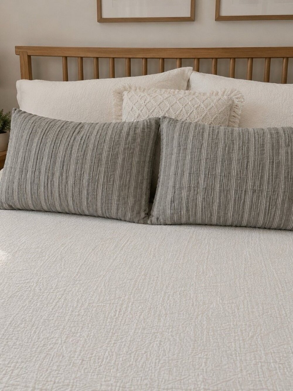 Hearth & Hand with Magnolia One Textured Stripe Standard Pillow Sham Gray 2 Pack